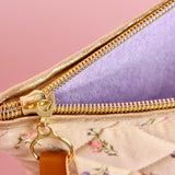 Quilted Flowers Triangular Makeup Pouch - ElleaShop