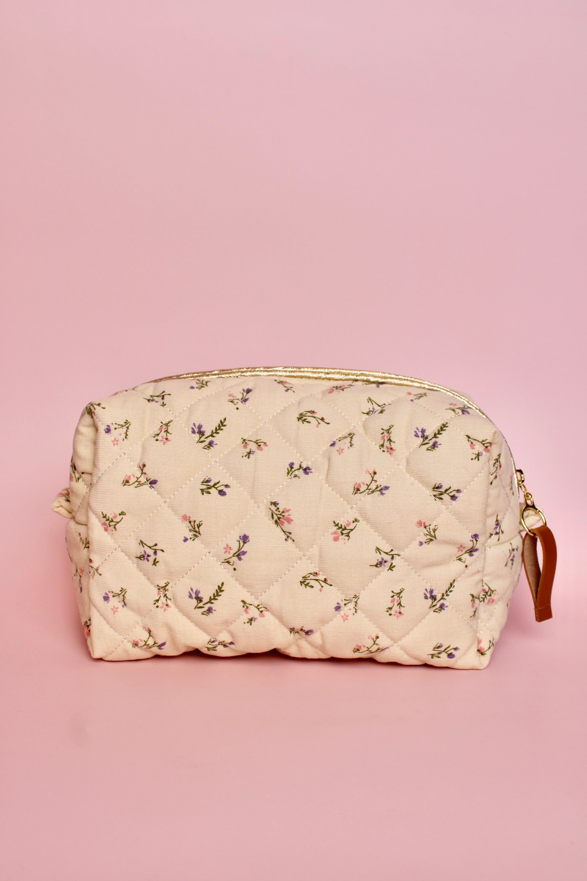 Quilted Flowers Boxy Makeup Pouch - ElleaShop