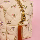 Quilted Flowers Boxy Makeup Pouch - ElleaShop