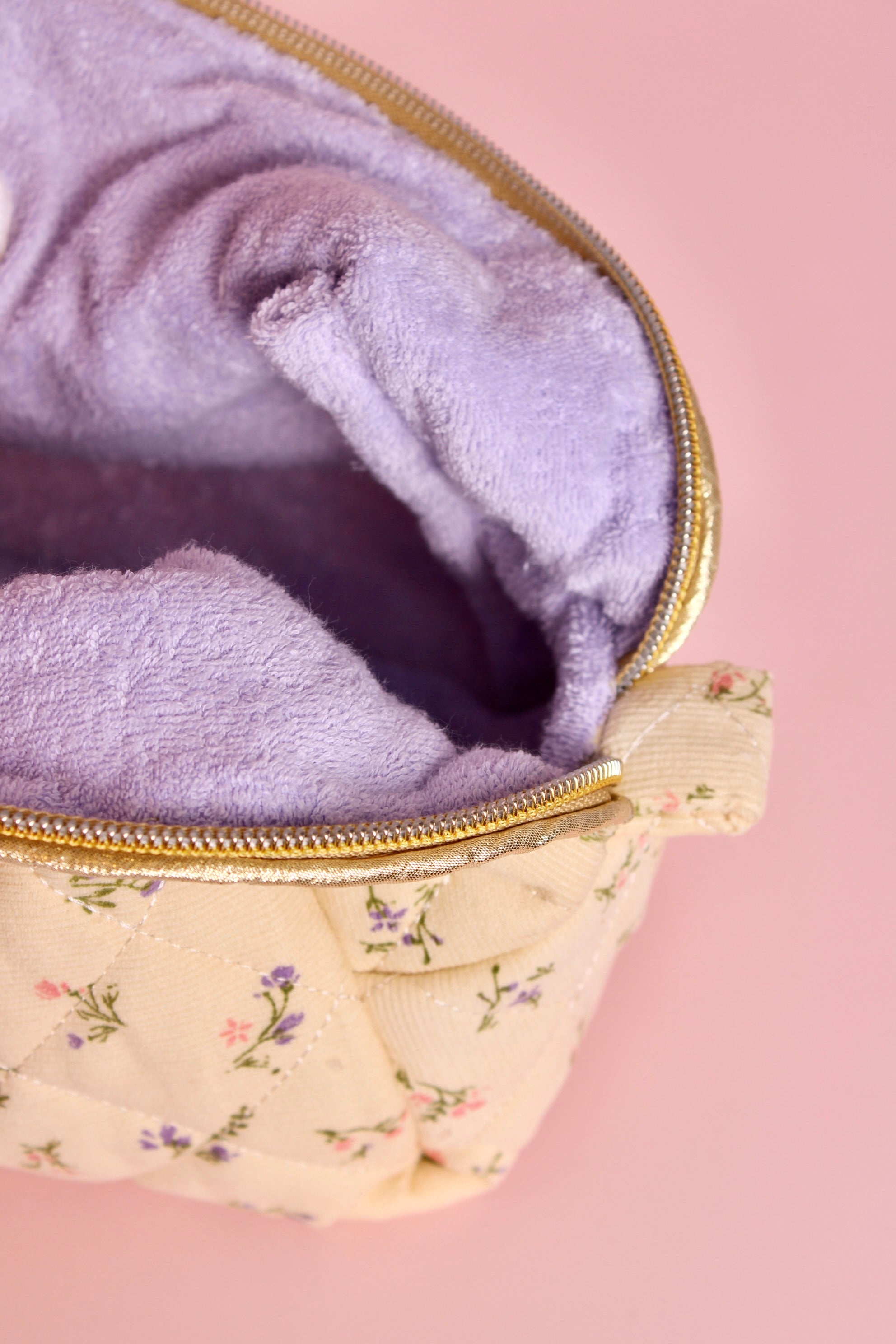 Quilted Flowers Boxy Makeup Pouch - ElleaShop