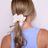Ivory Eyelet Muslin Scrunchie - ElleaShop