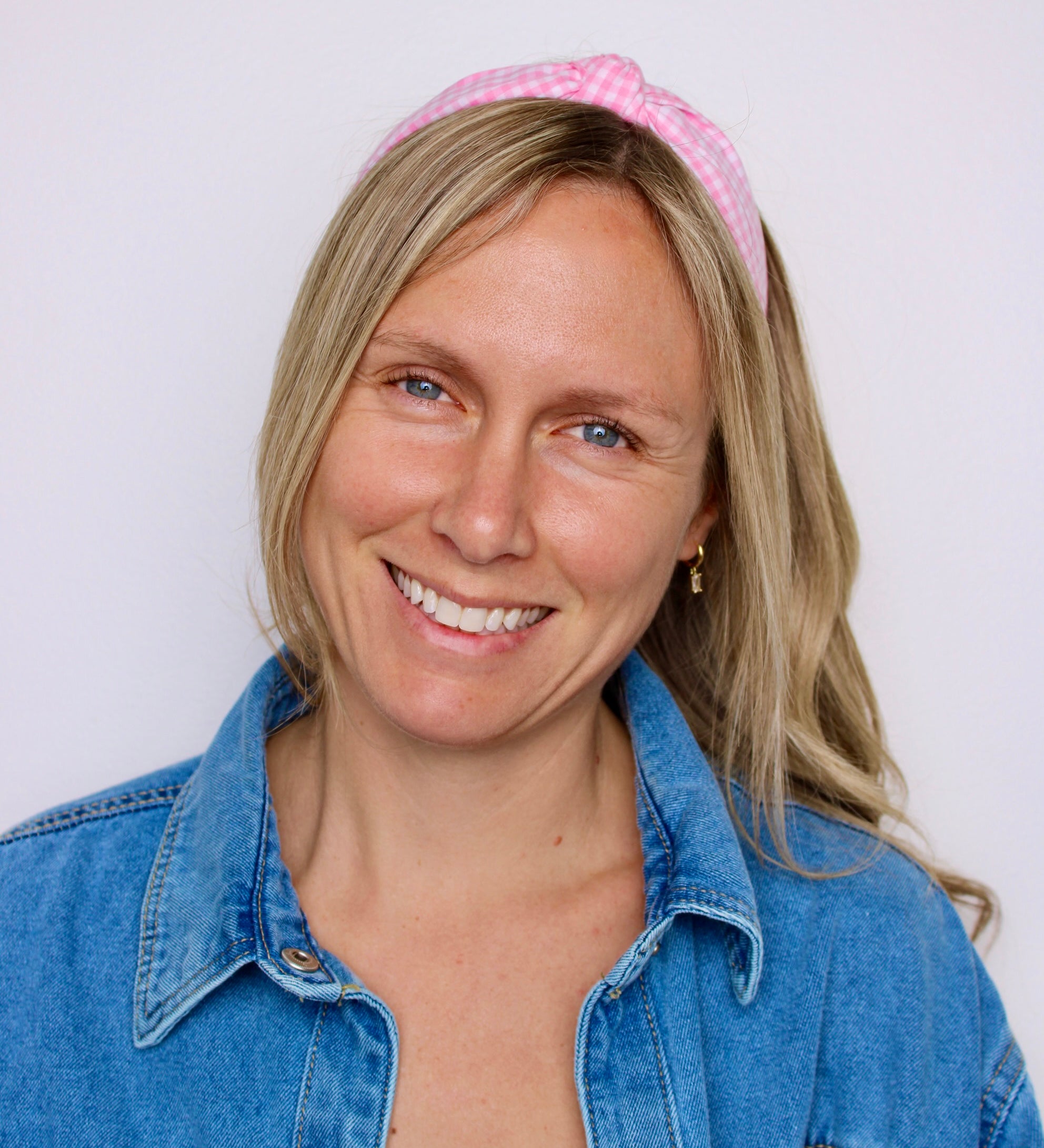 Pink Checkered Knotted Headband - ElleaShop