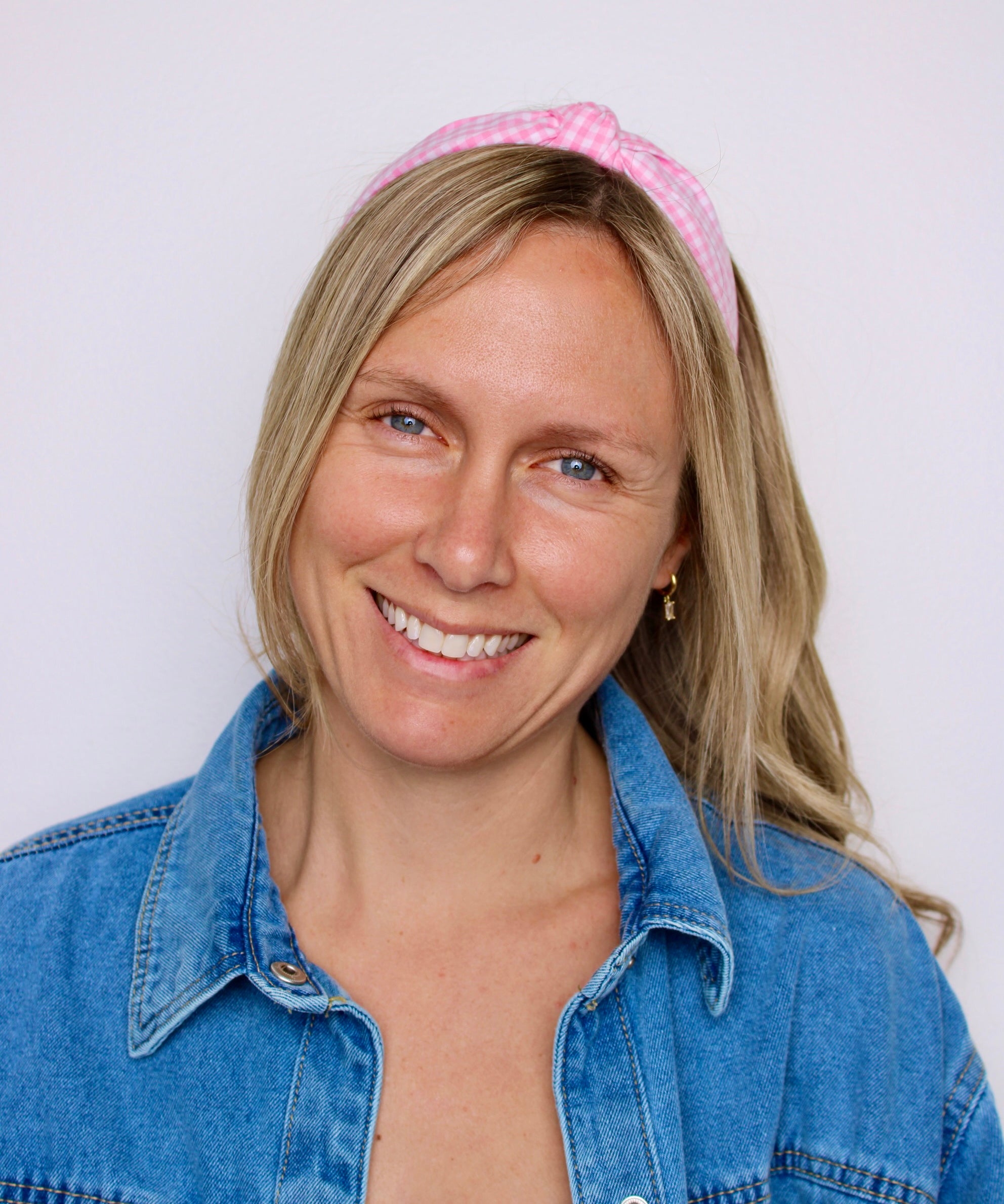 Pink Checkered Knotted Headband - ElleaShop