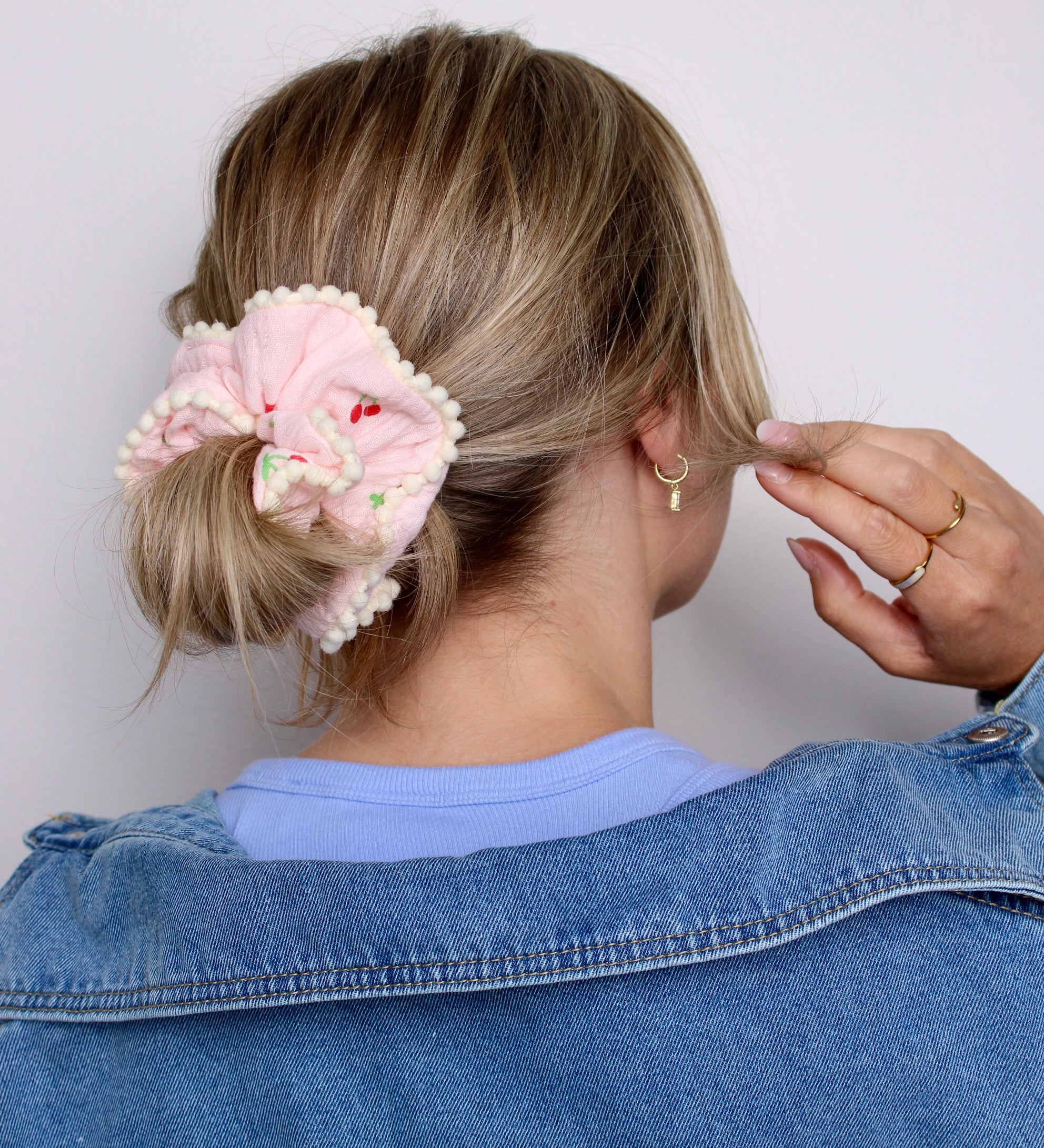 Cherry Pompom Scrunchie - ElleaShop
