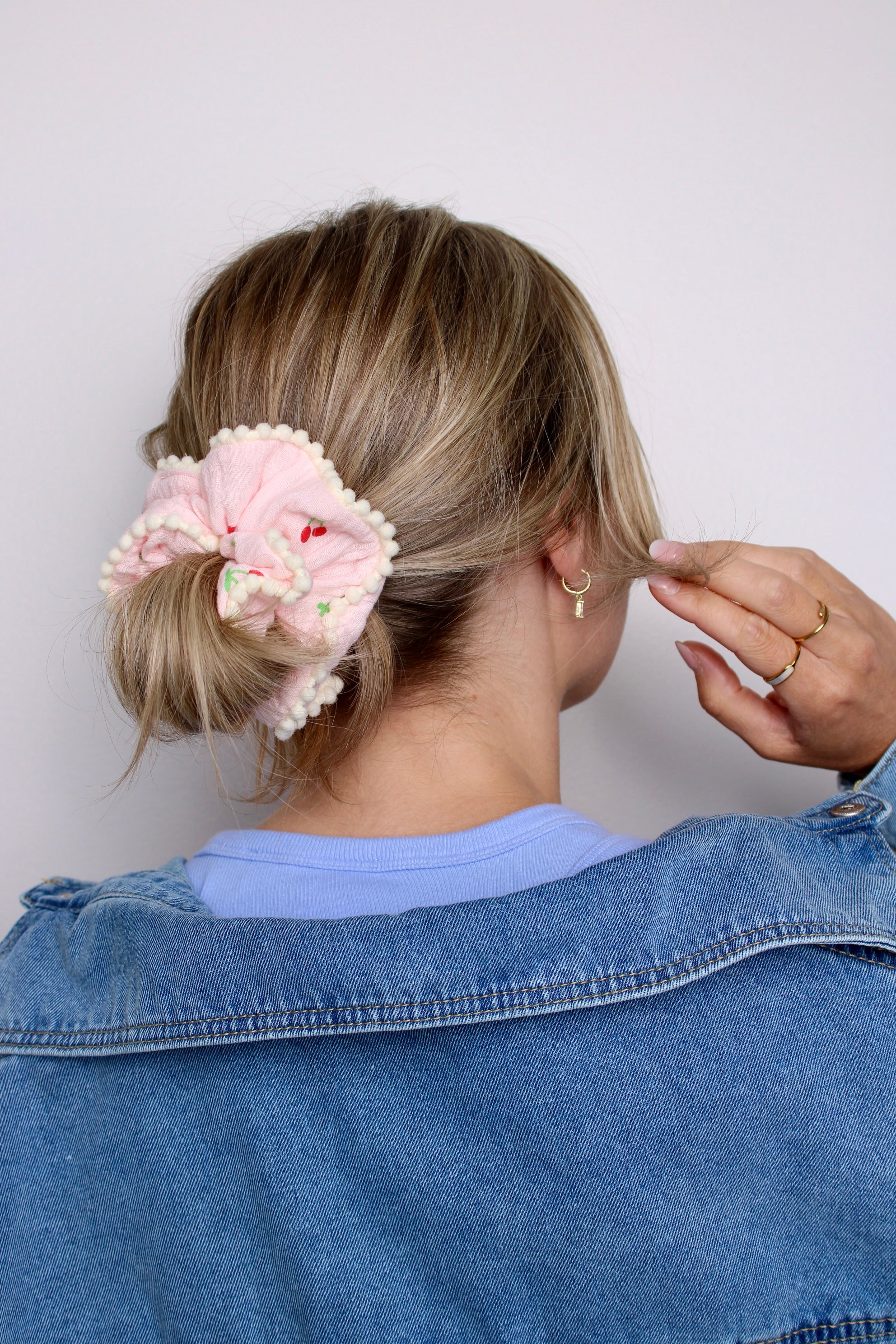 Cherry Pompom Scrunchie - ElleaShop