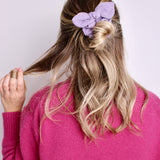 Embroidered Lavender Bow Scrunchie