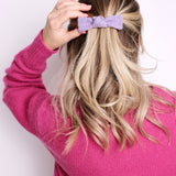 Embroidered Lavender Bow Clip