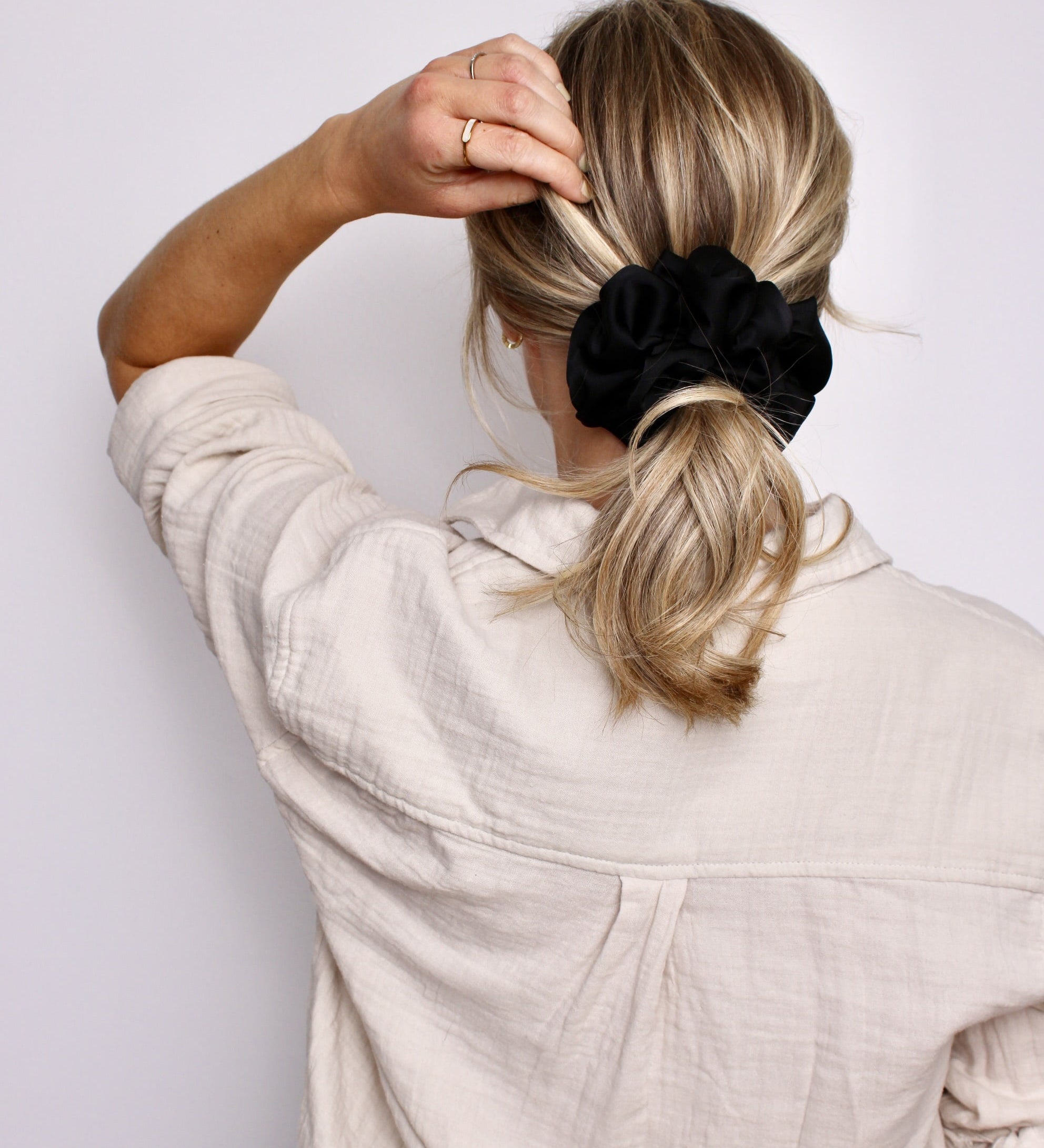 Black Satin Scrunchie - ElleaShop
