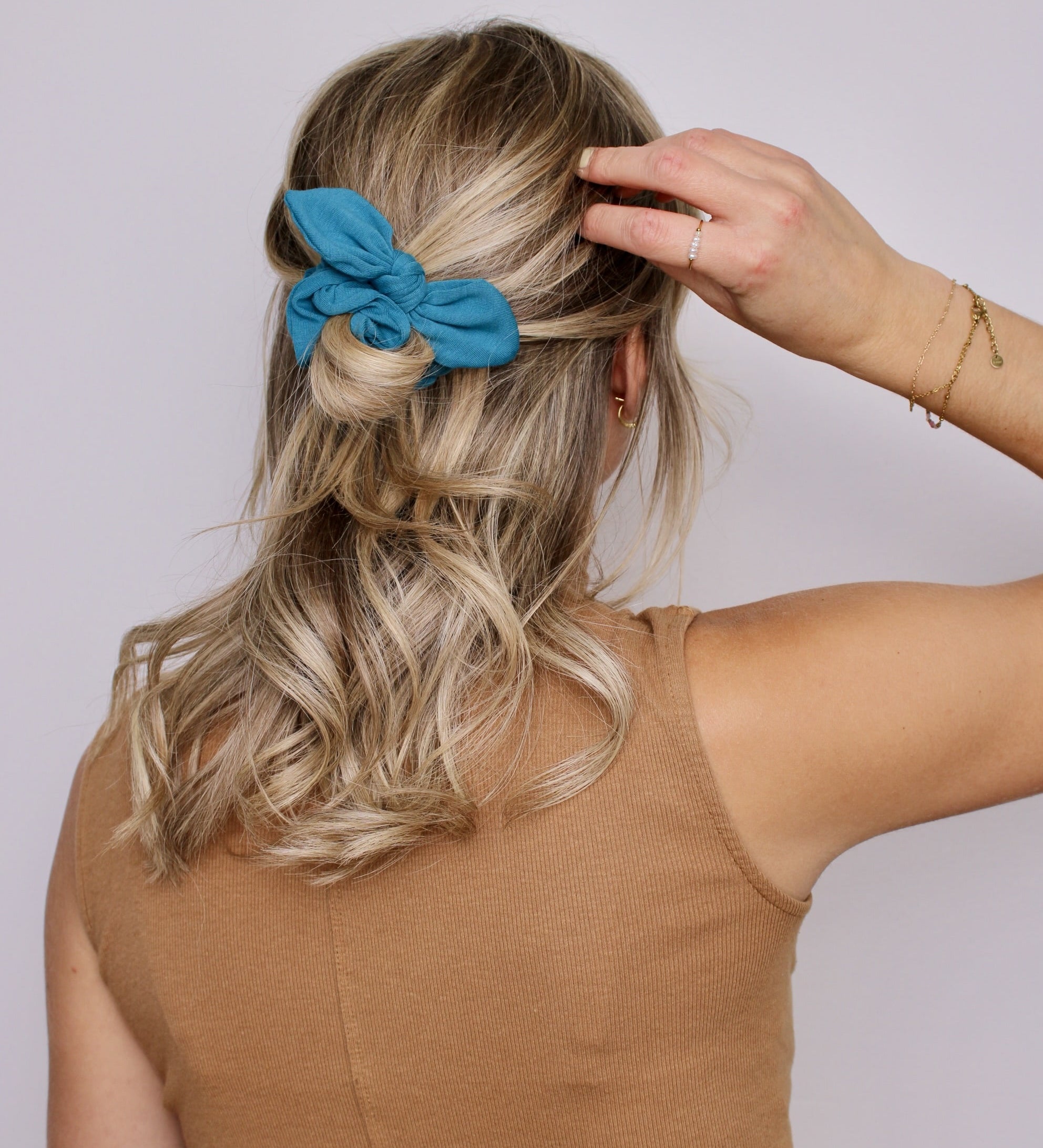 Teal Bow Scrunchie - ElleaShop