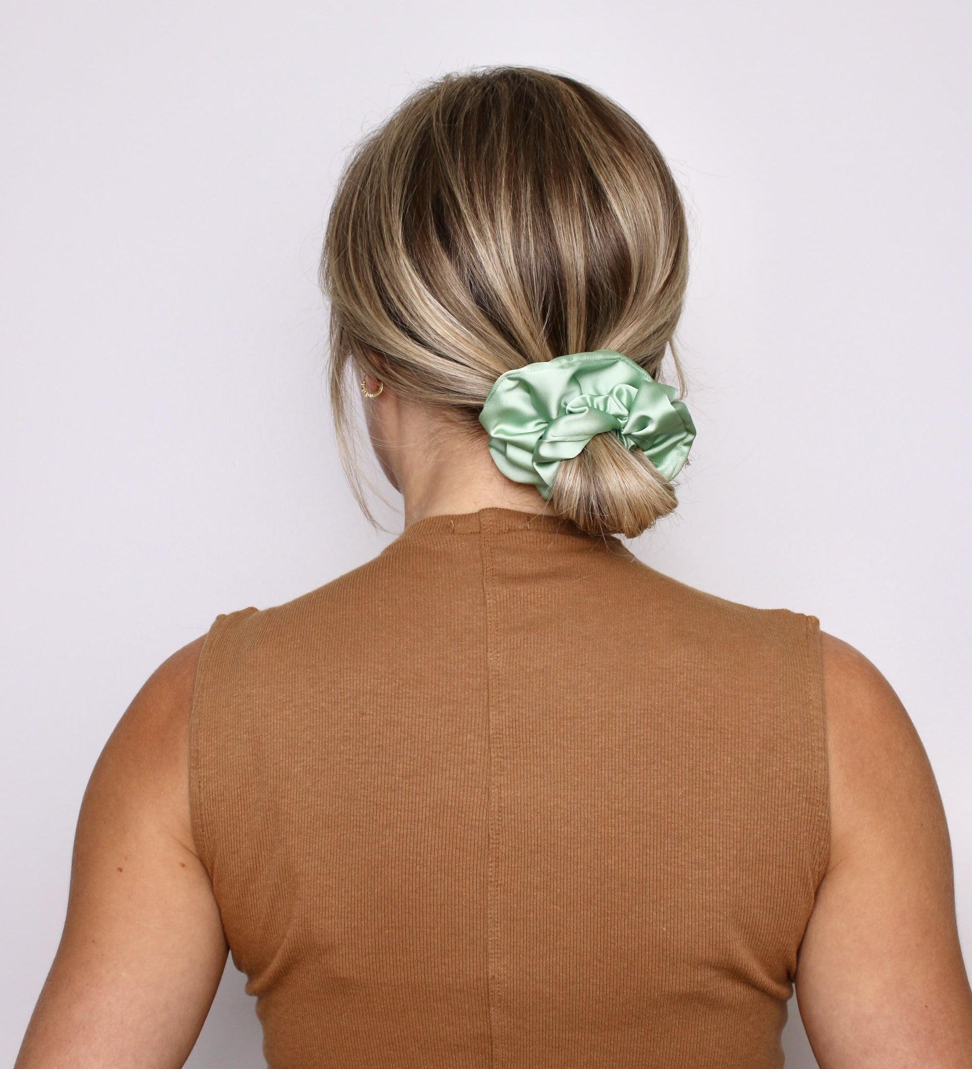 Seafoam Luxe Satin Scrunchie - ElleaShop
