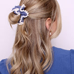 Blueberry Pompom Linen Scrunchie - ElleaShop
