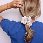 Oatmeal Mist Linen Scrunchie - ElleaShop