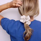 Oatmeal Mist Linen Scrunchie - ElleaShop