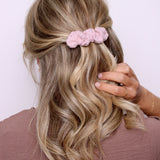 Pink Pastel Embroidered Scrunchie Clip