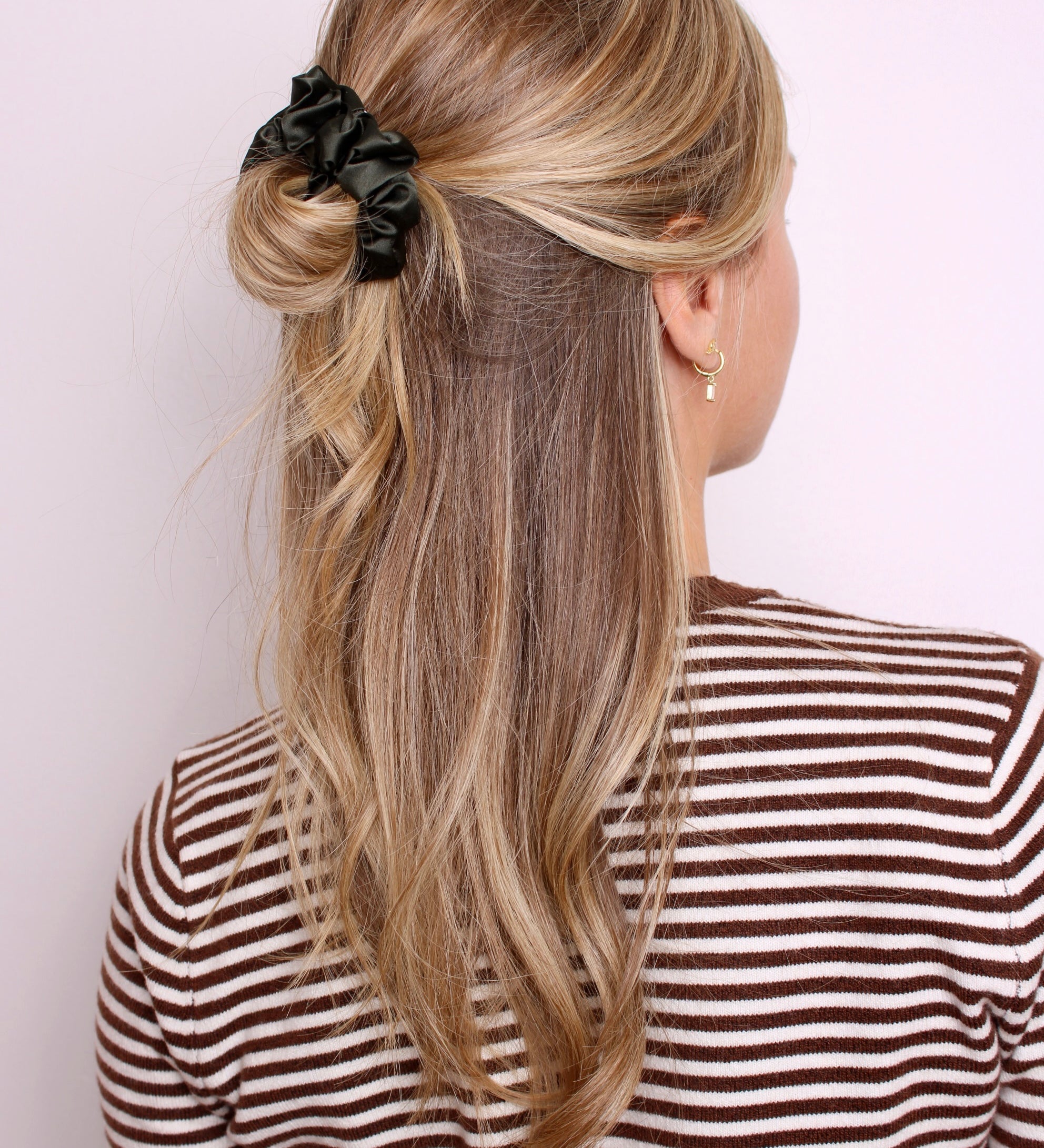 Midnight Green Satin Scrunchie
