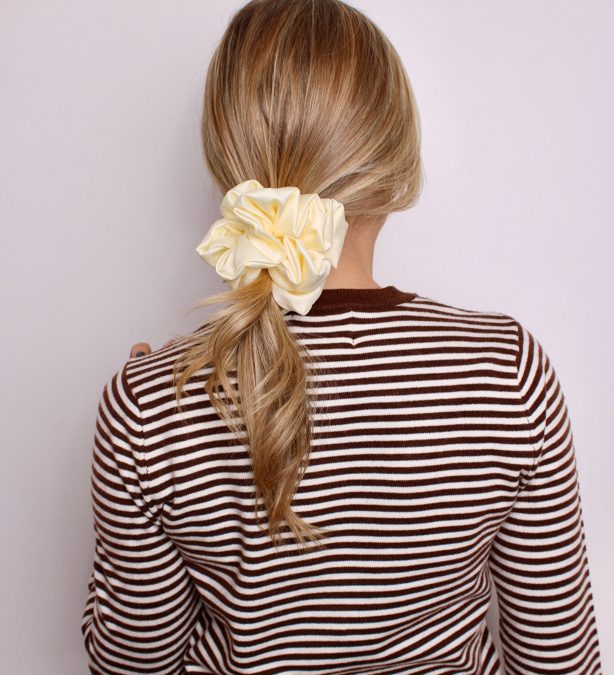Vanilla Pearl Satin Scrunchie