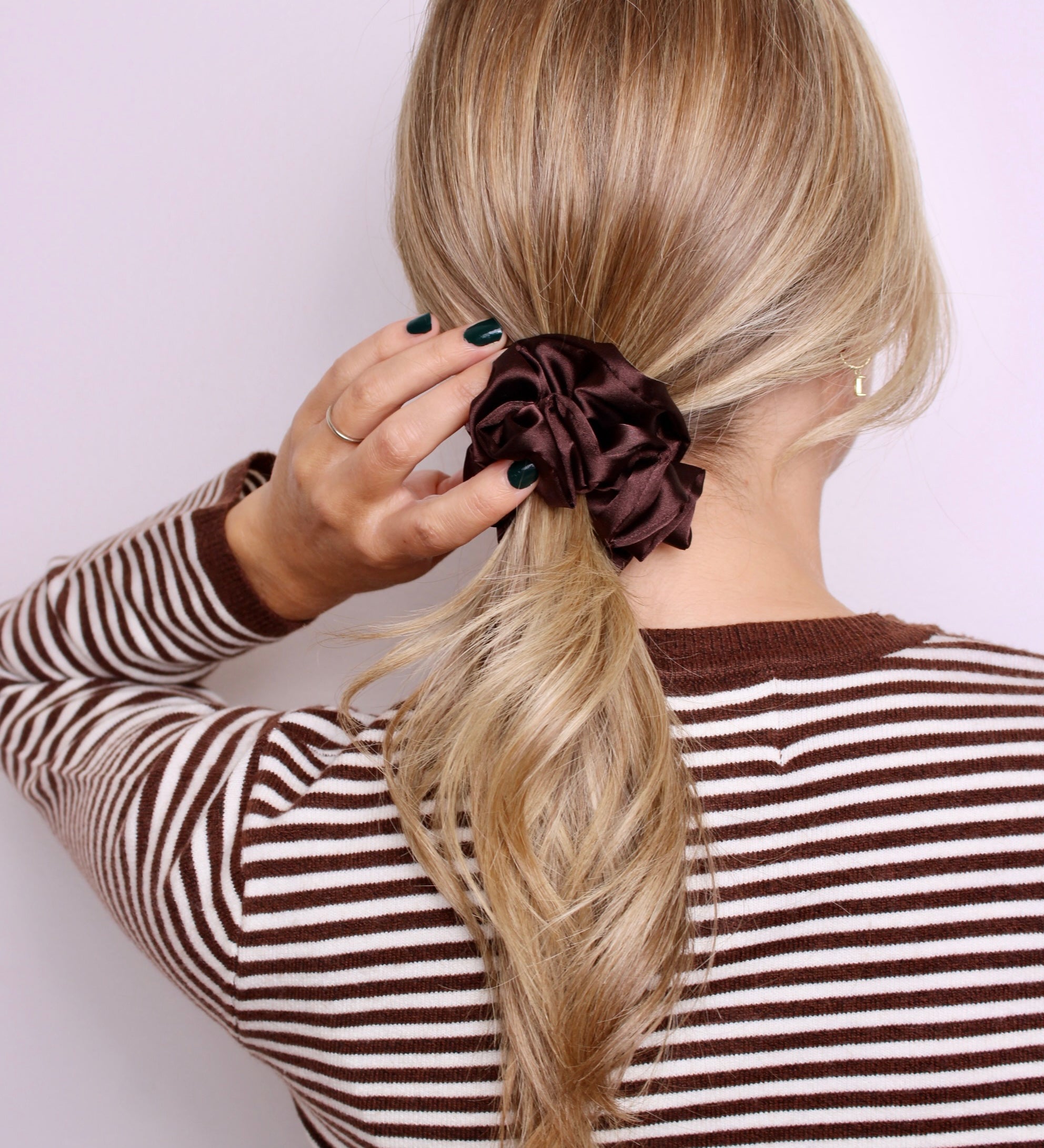 Brown Satin Scrunchie