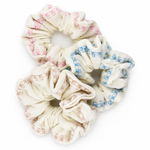 Ivory Stitch Roses Scrunchie - ElleaShop