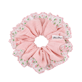 Rosé Ruffle Muslin Scrunchie - ElleaShop
