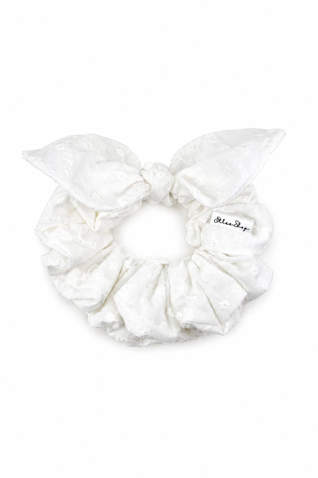 White Flowers Bow Scrunchie - ElleaShop