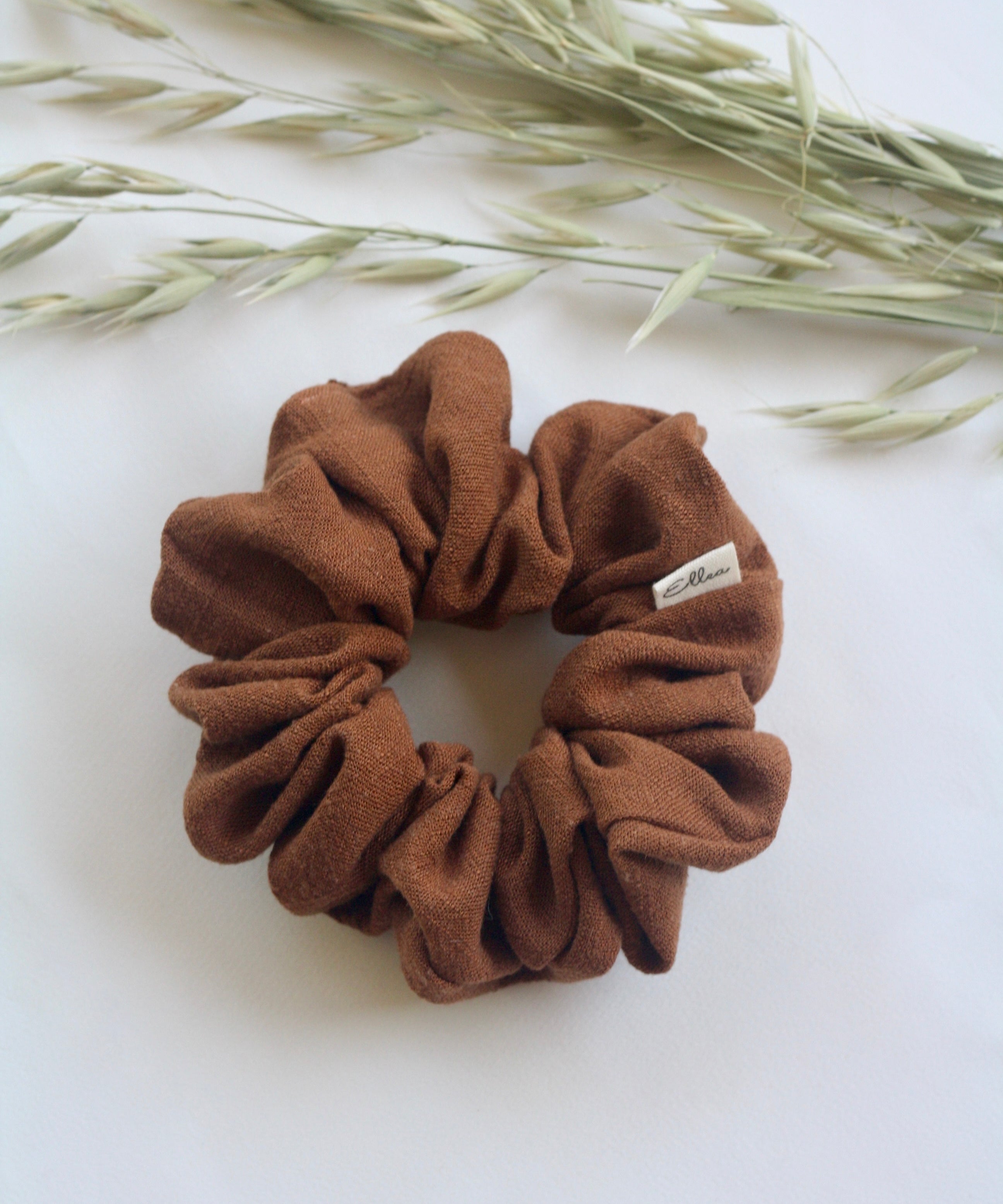 Brown Linen Scrunchie - ElleaShop